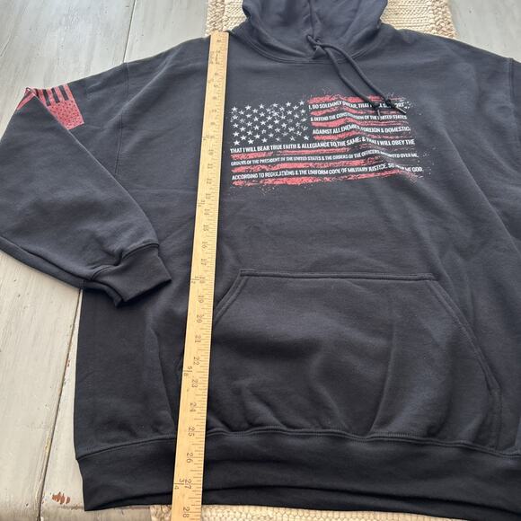 Grunt Style Black American Flag I Do Solemnly Swear Hoodie Sweatshirt Men’s L - Picture 3 of 8